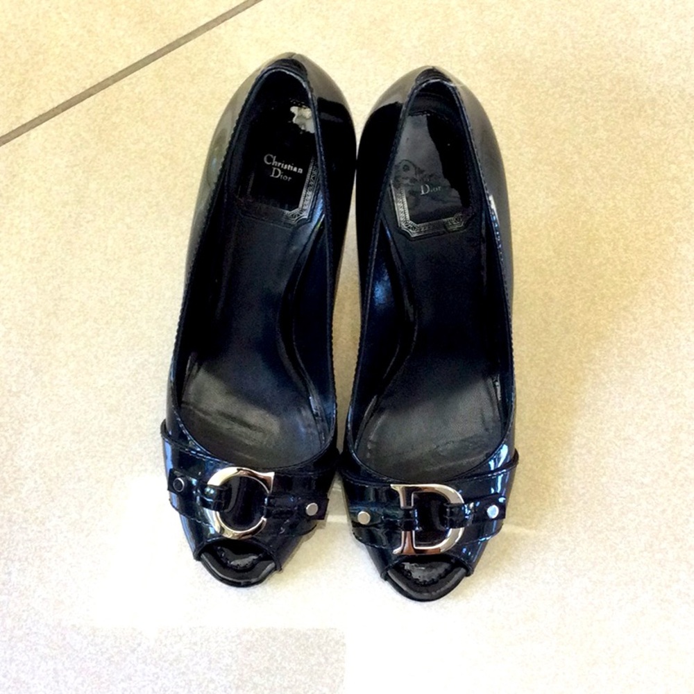 Dior peep toe black heel